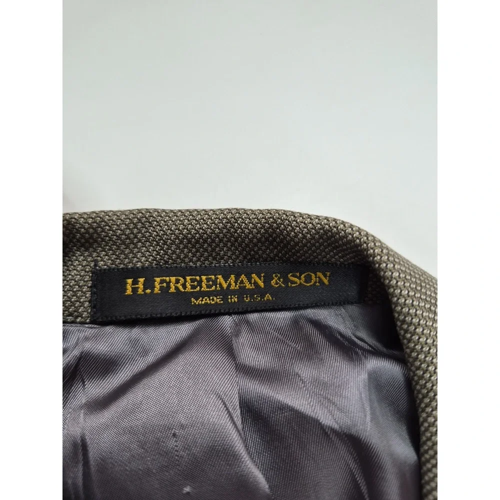 Hickey Freeman Mens Wool Sport Coat 41R Olive Green Made in USA 2 Button Jacket